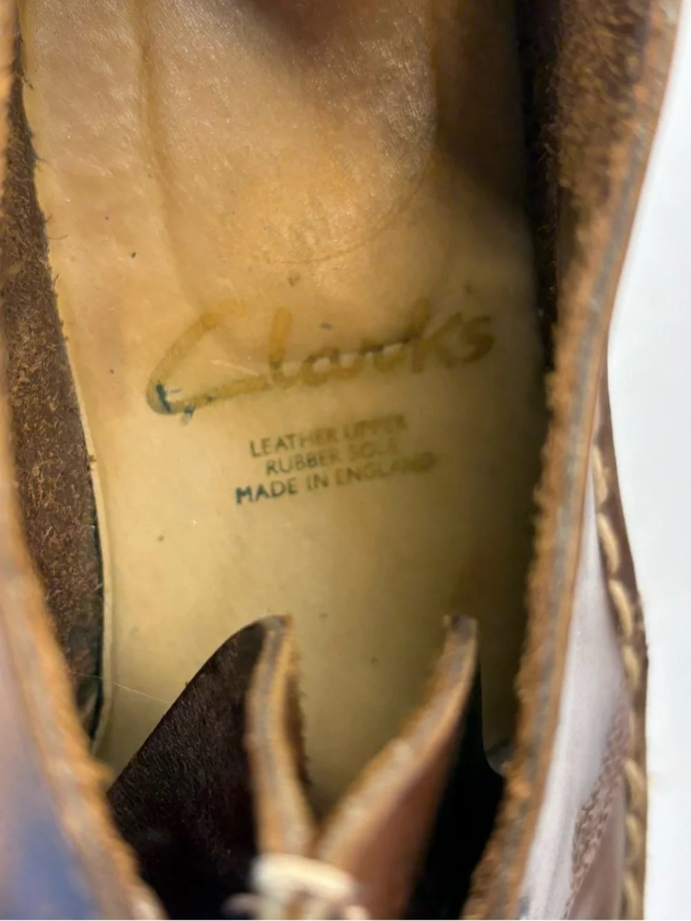 Clarks Originals Desert Trek Men 5.5/W 7.5 Beeswax Leather Center Seam Shoes Vtg
